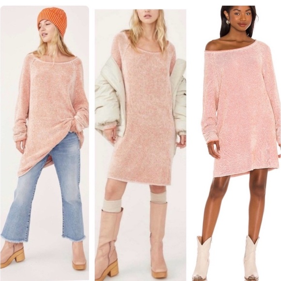 Free People Sweaters - NWT Free People Lenox Orange and white  Sweater Tunic/Dress XS